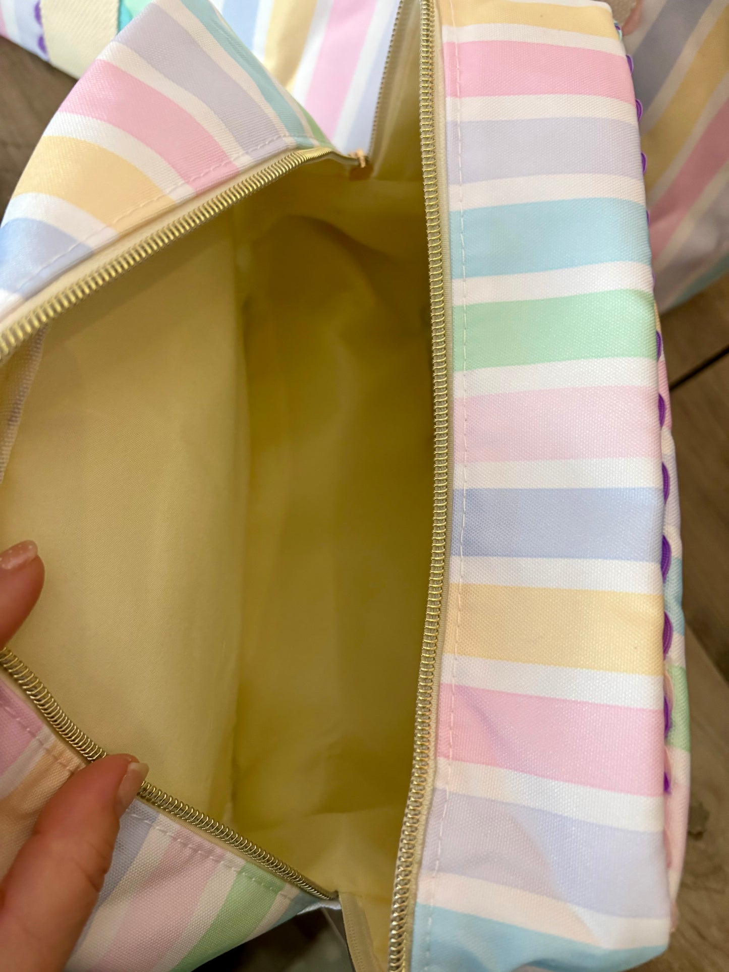 Wholesale RTS – Pastel Stripe Canvas Cosmetic Bag