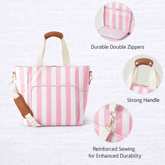 Wholesale Pre-Order – Striped Insulated Cooler Tote