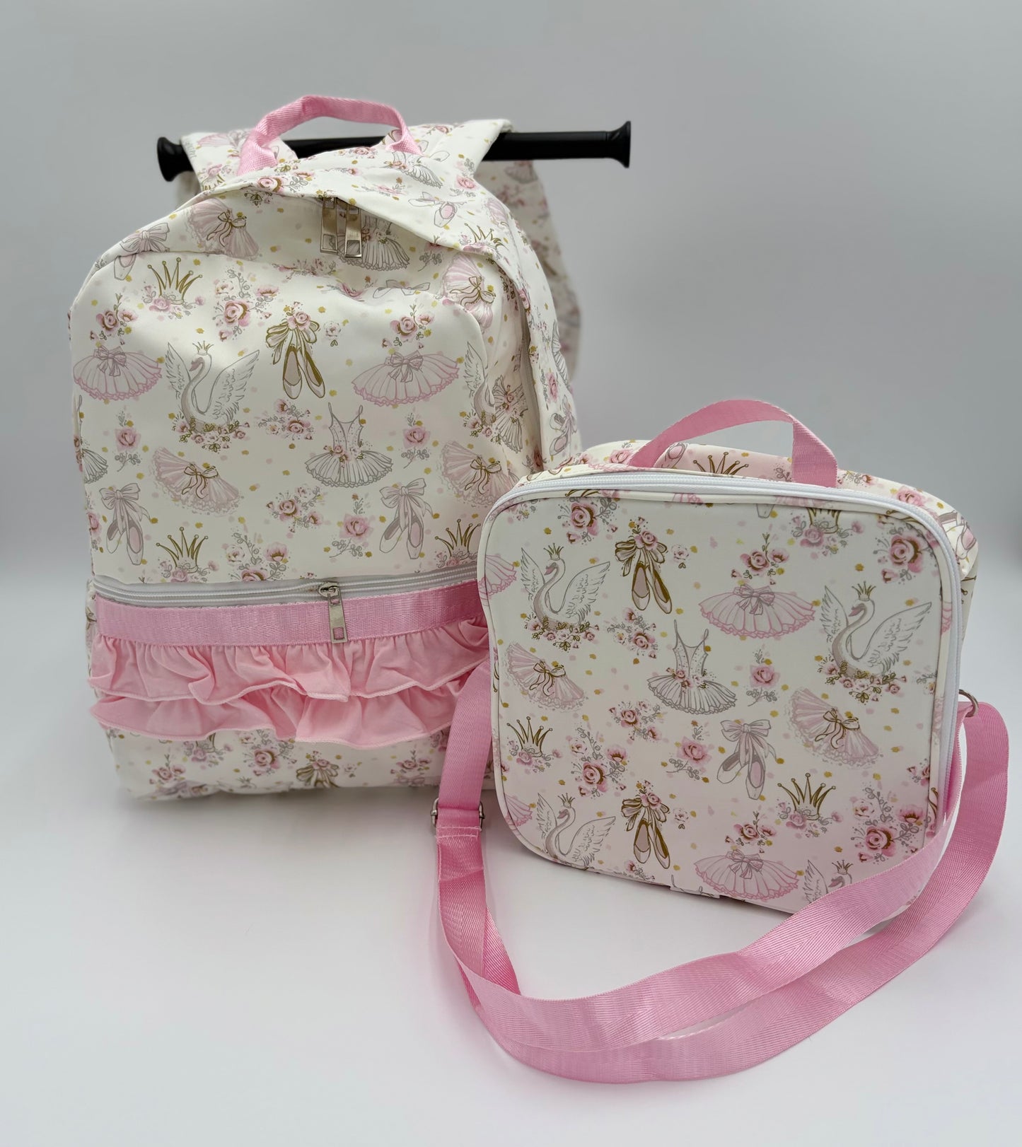 Personalized Girls Ruffle Backpack & Matching Lunch Box