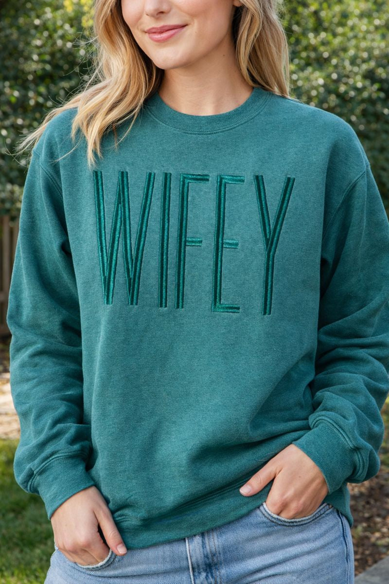 Wifey Embroidered Crewneck