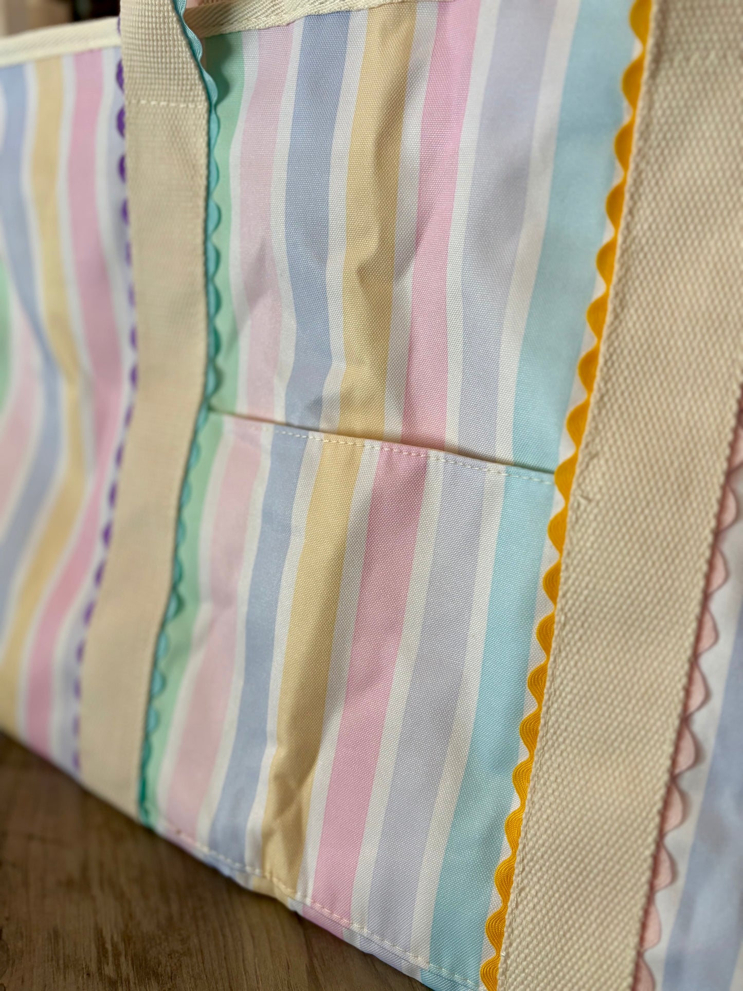 Wholesale RTS – Pastel Stripe Canvas Tote