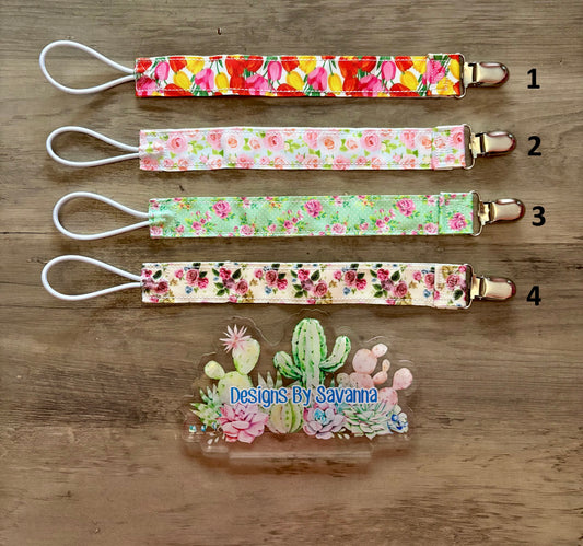 Embroidered Handmade Pacifier Clips