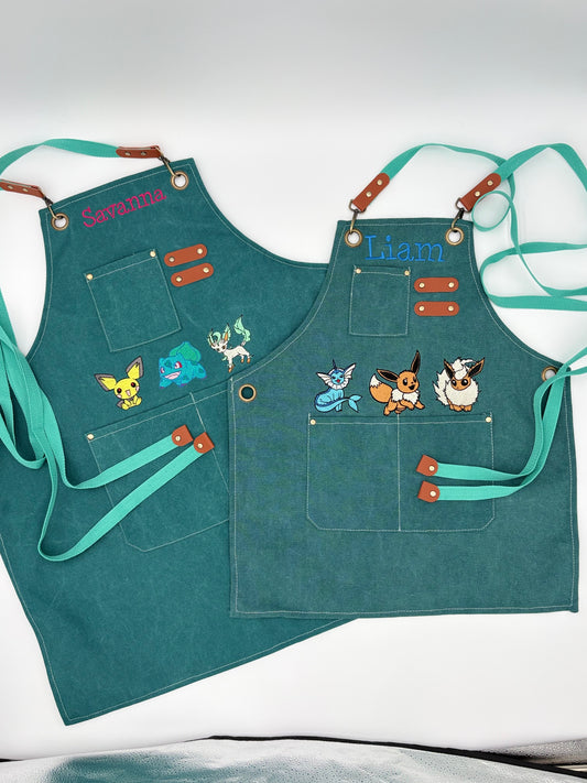 Custom Embroidered Canvas Apron – Adult & Kids Personalized Aprons