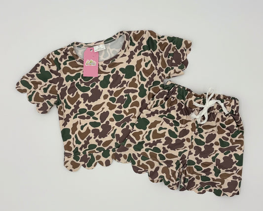 Kids Scalloped Camo Two-Piece Sets