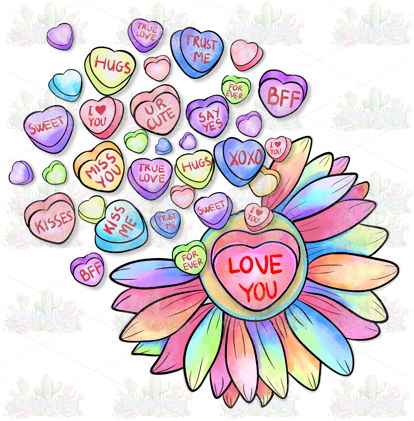 Valentine's Day Candy Hearts DTF Transfer