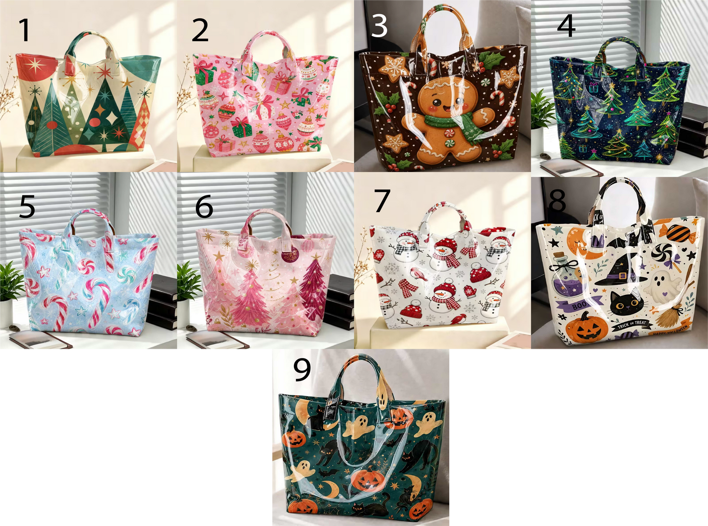 WHOLESALE PRE-ORDER – PVC Clear Pattern Tote Bags