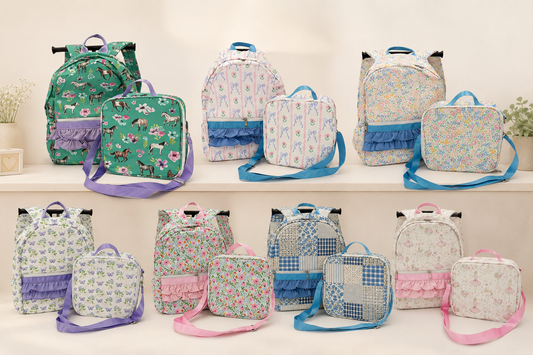 Personalized Girls Ruffle Backpack & Matching Lunch Box