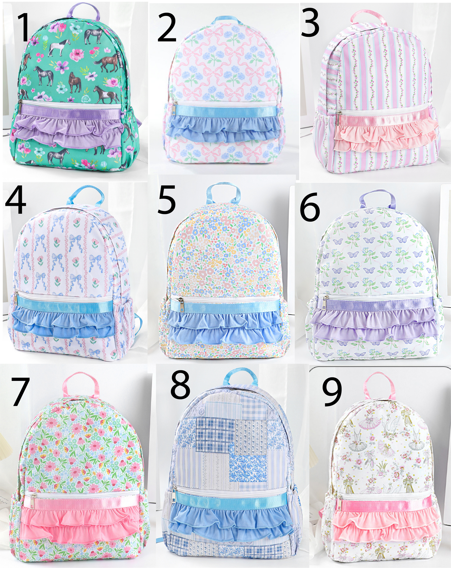 Personalized Girls Ruffle Backpack & Matching Lunch Box
