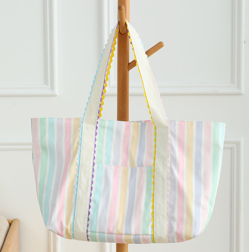 Wholesale RTS – Pastel Stripe Canvas Tote