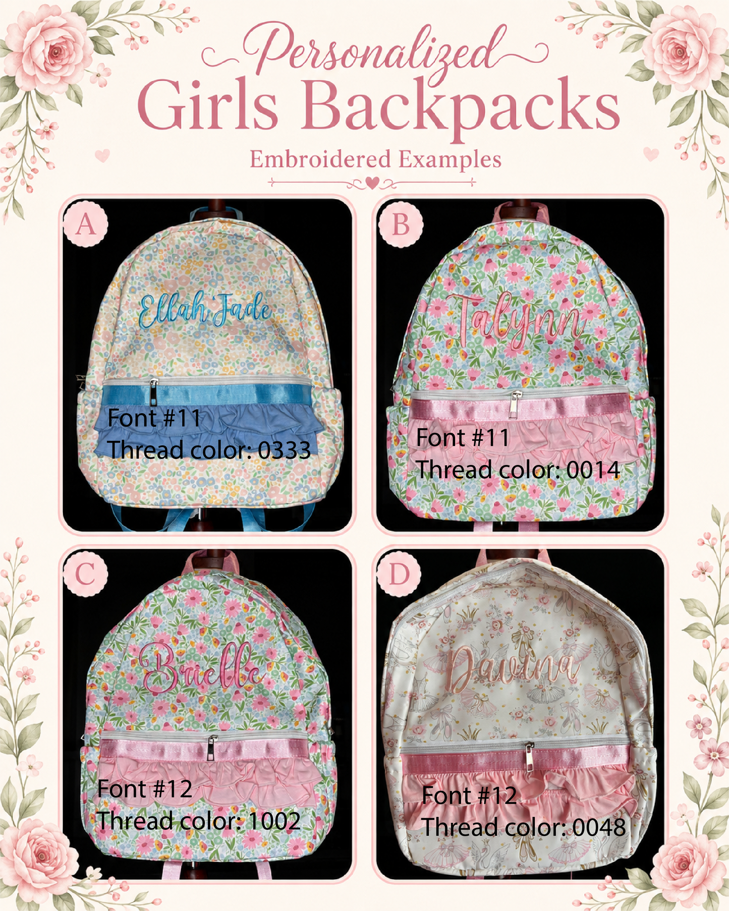 Personalized Girls Ruffle Backpack