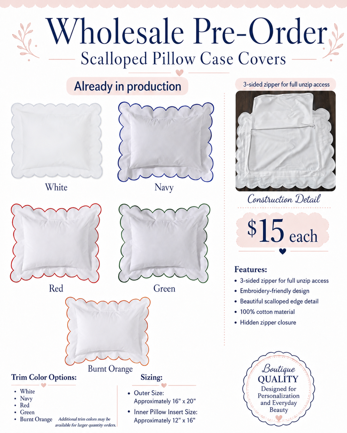 Wholesale Pre-Order – Scalloped Pillow Covers ✨🪡